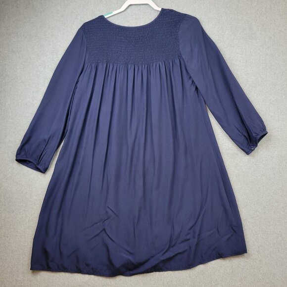 Old Navy Dress Womens Medium Blue Long Sleeve Smocked Chambray New - Picture 14 of 16